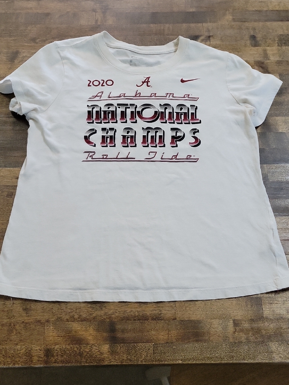 Nike Alabama 2020 National Champs White Tee - Roll Tide Size M